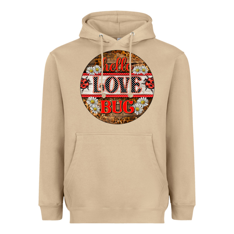 Hello Love Bug Ladybug Ornament Heavyweight Hoodie by BarkalooDesign | Teevron