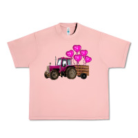 Valentine's Day Pink Tractor With Pin Heart Balloons Urban Heavy Tee | Teevron