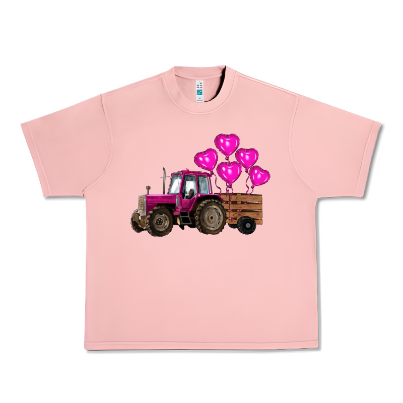 Valentine's Day Pink Tractor With Pin Heart Balloons Urban Heavy Tee by RanaPortraitStore | Teevron