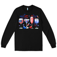 Black 4th of July wine glasses Long Sleeve Tee - Neo Western
