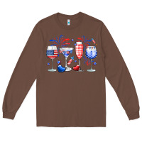 Chestnut 4th of July wine glasses Long Sleeve Tee - Neo Western
