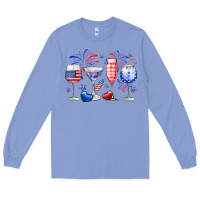 Colony Blue 4th of July wine glasses Long Sleeve Tee - Neo Western
