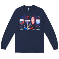 4th Of July Wine Glasses Long Sleeve Tee | Teevron