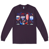Plum 4th of July wine glasses Long Sleeve Tee - Neo Western