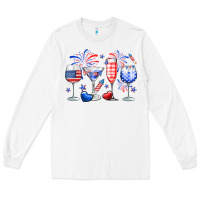 White 4th of July wine glasses Long Sleeve Tee - Neo Western