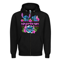 Black preview flower stitch kindergarten Zipper Hoodie - AdoDesignShop