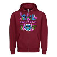 Burgundy preview flower stitch kindergarten Zipper Hoodie - AdoDesignShop