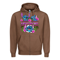 Chestnut preview flower stitch kindergarten Zipper Hoodie - AdoDesignShop