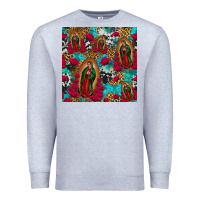 Heather Grey lady of guadalupe western seamless Premium Sweatshirt - Jasminsmagicworld