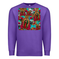 Purple lady of guadalupe western seamless Premium Sweatshirt - Jasminsmagicworld