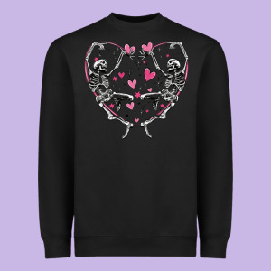 Valentines Day Skeleton Heavyweight Sweatshirt Designed By Maliassmallbusiness