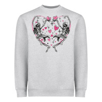 Heather Grey valentines day skeleton Heavyweight Sweatshirt - MaliasSmallBusiness