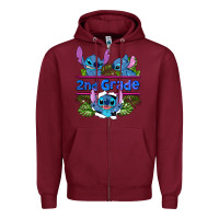 Burgundy preview flower stitch 2nd grade Zipper Hoodie - AdoDesignShop