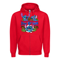 Red preview flower stitch 2nd grade Zipper Hoodie - AdoDesignShop