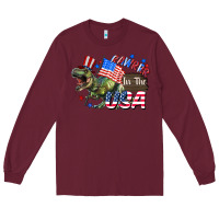Burgundy Rawrrr in the USA 4th of july Long Sleeve Tee - CowGirlArtShop