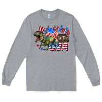 Heather Grey Rawrrr in the USA 4th of july Long Sleeve Tee - CowGirlArtShop