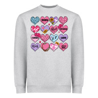 Heather Grey valentines candy hearts Heavyweight Sweatshirt - MaliasSmallBusiness