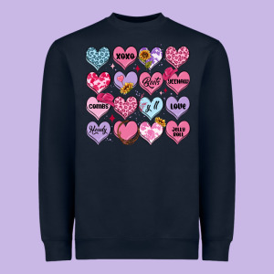 Valentines Candy Hearts Heavyweight Sweatshirt Designed By Maliassmallbusiness