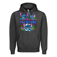 Charcoal Heather preview flower stitch 1st grade Zipper Hoodie - AdoDesignShop