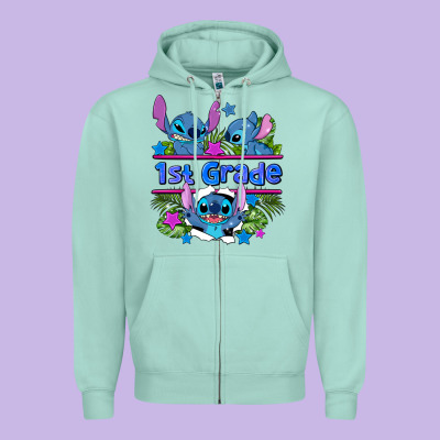 Preview Flower Stitch 1st Grade Zipper Hoodie Designed By Adodesignshop