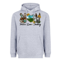 Heather Grey Peace Love Donkey Head Heavyweight Hoodie - LillyAllenDesigns