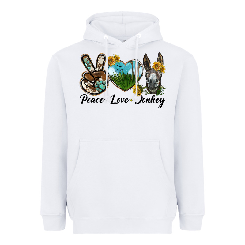 Peace Love Donkey Head Heavyweight Hoodie by LillyAllenDesigns | Teevron