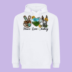 Peace Love Donkey Head Heavyweight Hoodie Designed By Lillyallendesigns