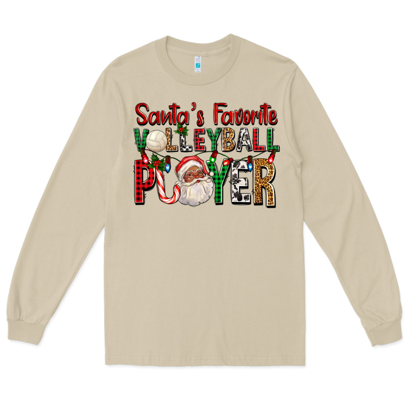 Afro Santa's Favorite Volleyball Player For Christ Long Sleeve Tee by FaDigitalArtStudio | Teevron