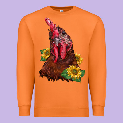 Rooster Sunflower Premium Sweatshirt Designed By Barkaloodesign