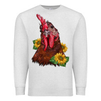 Oatmeal Heather rooster sunflower Premium Sweatshirt - BarkalooDesign