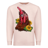 Pale Pink rooster sunflower Premium Sweatshirt - BarkalooDesign