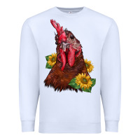 White rooster sunflower Premium Sweatshirt - BarkalooDesign