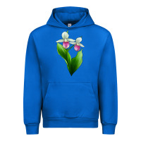 Cobalt Pink And White Lady's Slipper Flower Urban Hoodie - LillyAllenDesigns