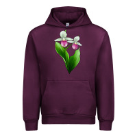 Mauve Wine Pink And White Lady's Slipper Flower Urban Hoodie - LillyAllenDesigns