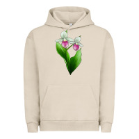 Pigment French Oak Pink And White Lady's Slipper Flower Urban Hoodie - LillyAllenDesigns