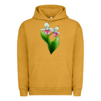 Pigment Peanut Butter Pink And White Lady's Slipper Flower Urban Hoodie - LillyAllenDesigns