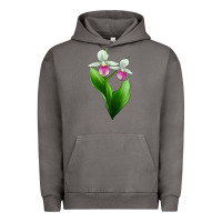 Pigment Tornado Pink And White Lady's Slipper Flower Urban Hoodie - LillyAllenDesigns