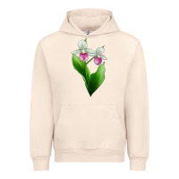 Sandshell Pink And White Lady's Slipper Flower Urban Hoodie - LillyAllenDesigns