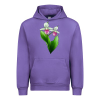 Tulip Pink And White Lady's Slipper Flower Urban Hoodie - LillyAllenDesigns