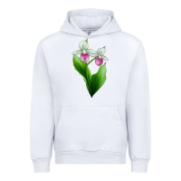 Pink And White Lady's Slipper Flower Urban Hoodie | Teevron