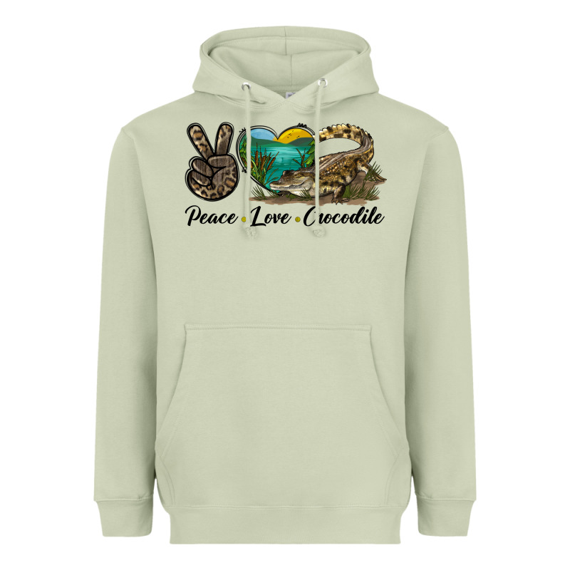 Peace Love Crocodile Heavyweight Hoodie by LillyAllenDesigns | Teevron