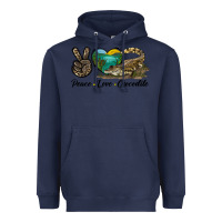 Navy Peace Love Crocodile Heavyweight Hoodie - LillyAllenDesigns