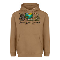 Toasted Coconut Peace Love Crocodile Heavyweight Hoodie - LillyAllenDesigns