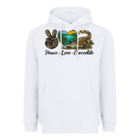 White Peace Love Crocodile Heavyweight Hoodie - LillyAllenDesigns