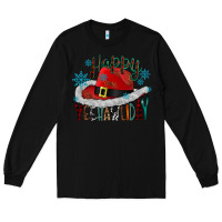 Black happy yeehawliday Long Sleeve Tee - CowhideDigitalArt