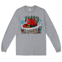 Heather Grey happy yeehawliday Long Sleeve Tee - CowhideDigitalArt