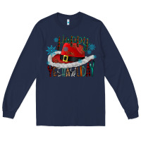 Navy happy yeehawliday Long Sleeve Tee - CowhideDigitalArt