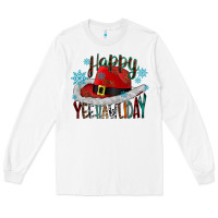 White happy yeehawliday Long Sleeve Tee - CowhideDigitalArt