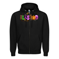 Black halloween blessed Zipper Hoodie - AdoDesignShop