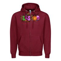 Burgundy halloween blessed Zipper Hoodie - AdoDesignShop